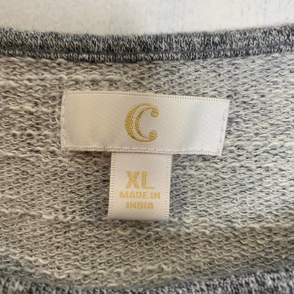 Charming Charlie Gray and Black Lace Trim Pullover Crewneck Sweatshirt - Size XL - Picture 2 of 5